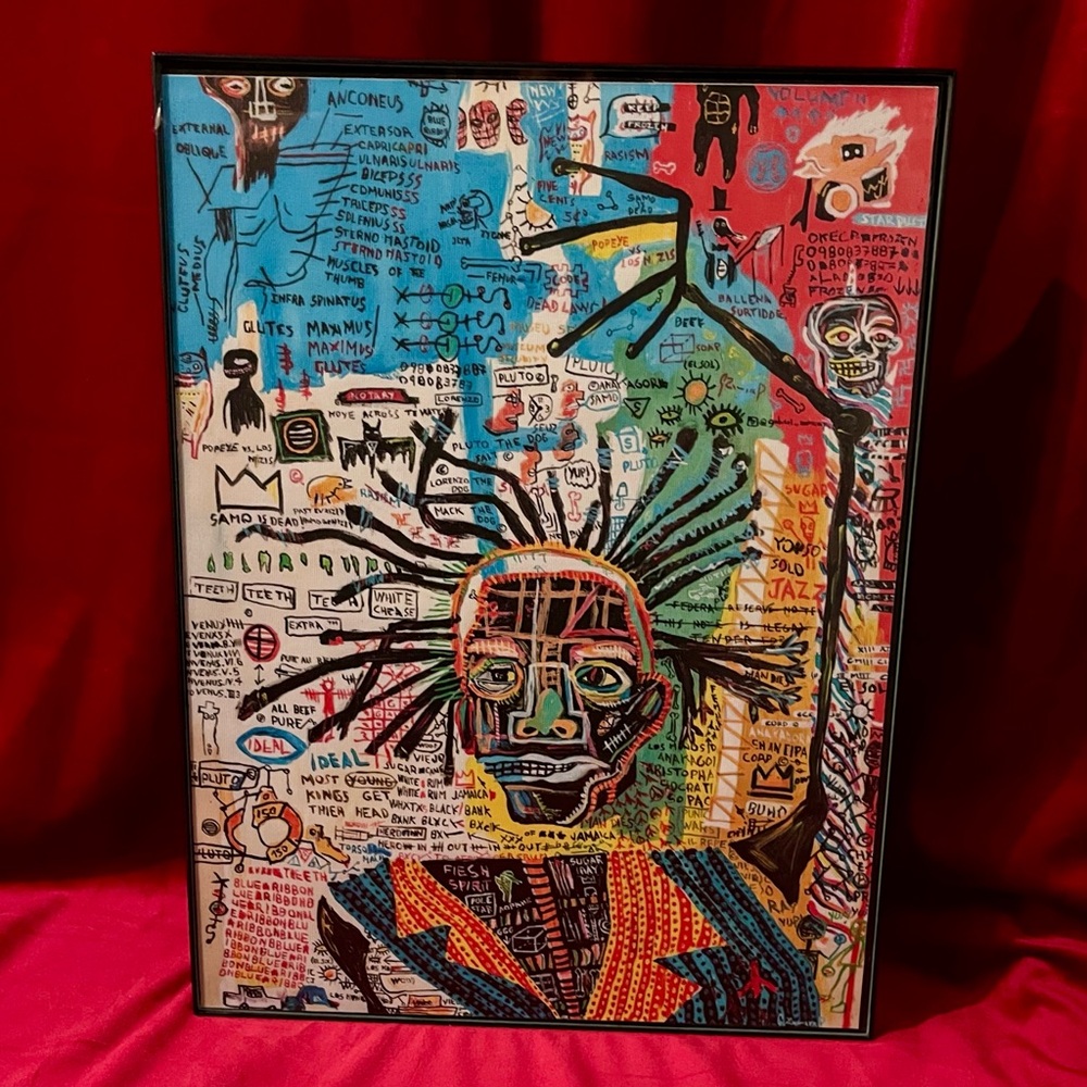 Framed  In Jean-Michel Basquiat  Graffiti Style Canvas Poster, Neo-expressism